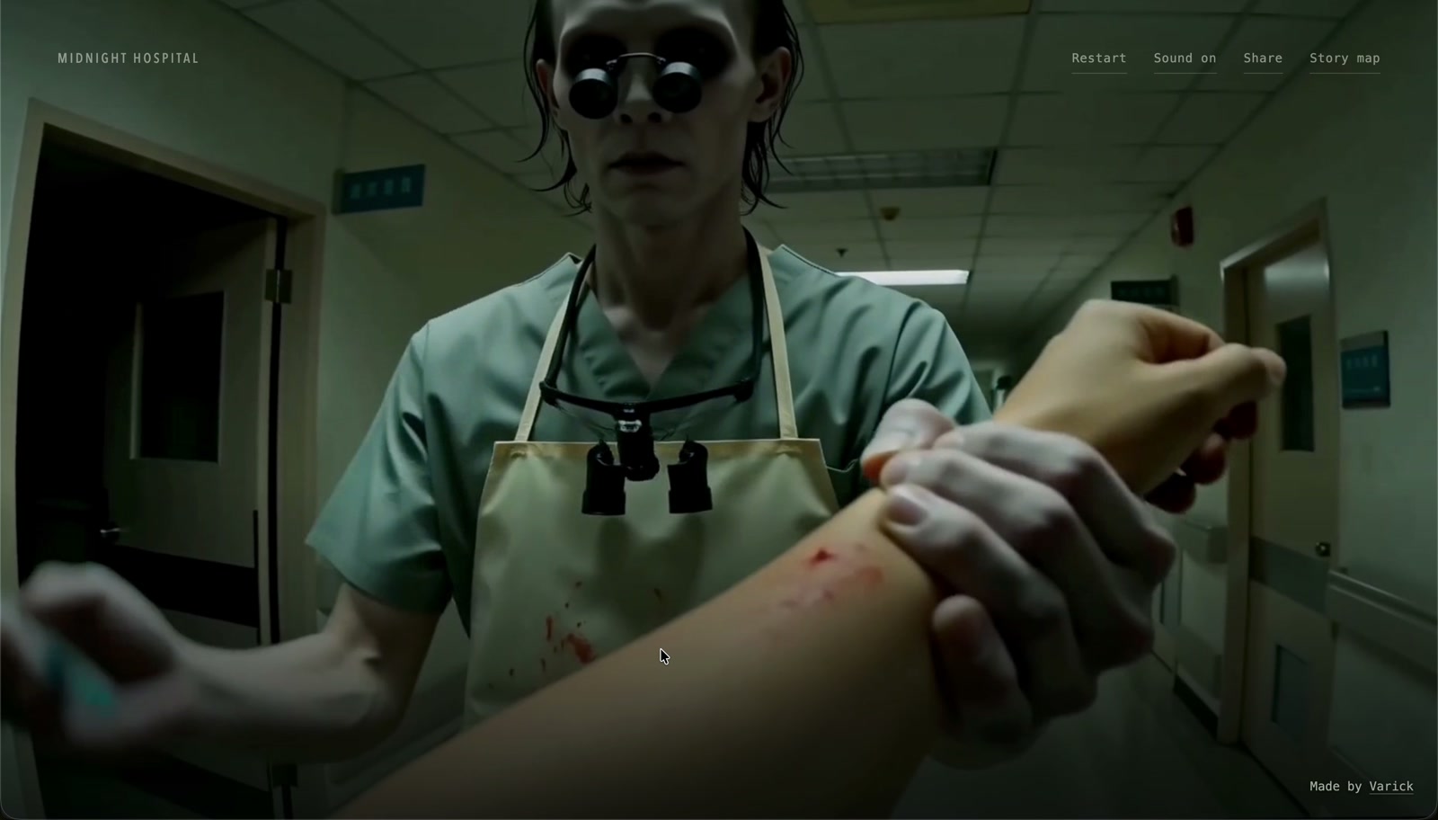 The Surgeon grabs the player’s arm during the capture scene