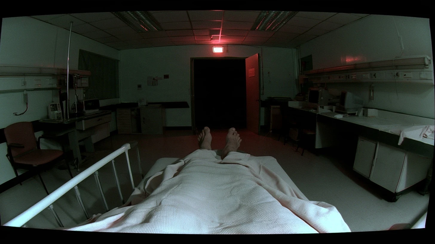 Selected generated style test showing the dark ward, visible bed and room detail