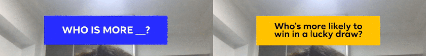 Banners rotate from the game title to a question at the start, and from a question to a three-star score at the end.